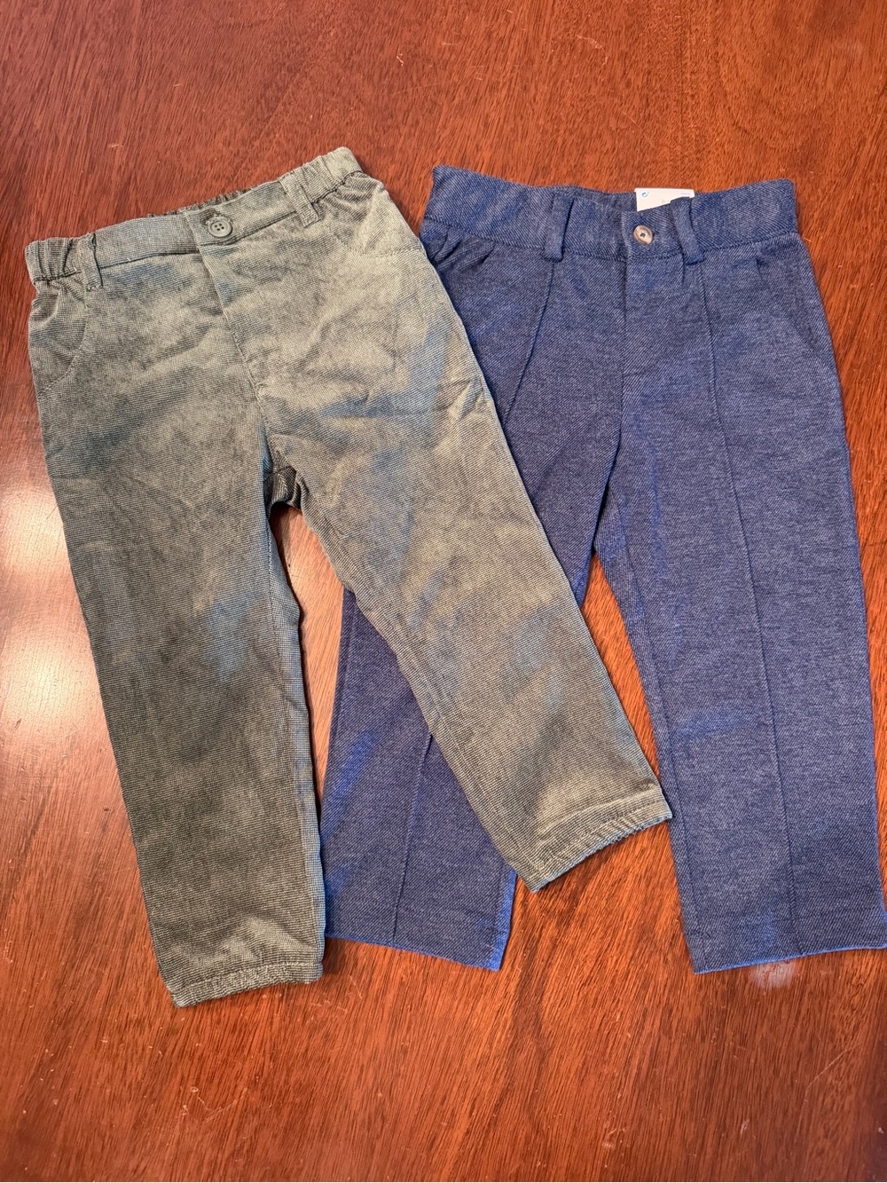 Mayoral Green and Blue Corduroy-Style Kids Pants
